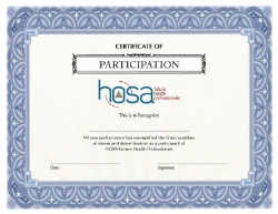 HOSA Certificate of Participation 