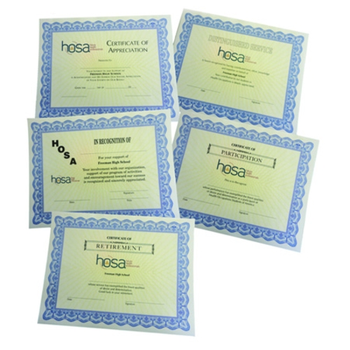HOSA Certificates 